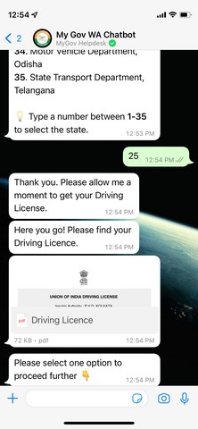 digilocker mygov chatbot on whatsapp download PDF file