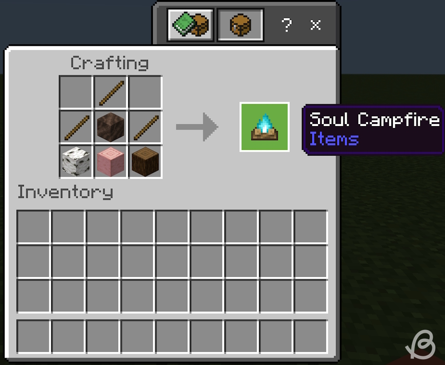 Soul campfire crafting recipe in Minecraft