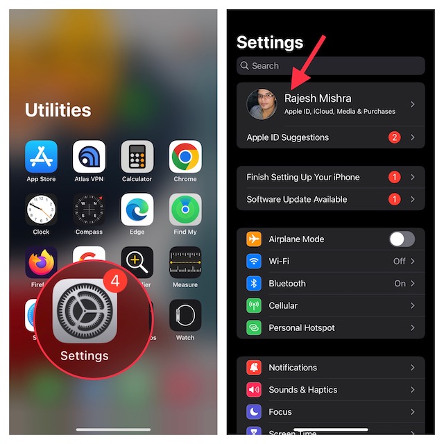 Open Settings app on iPhone and iPad 