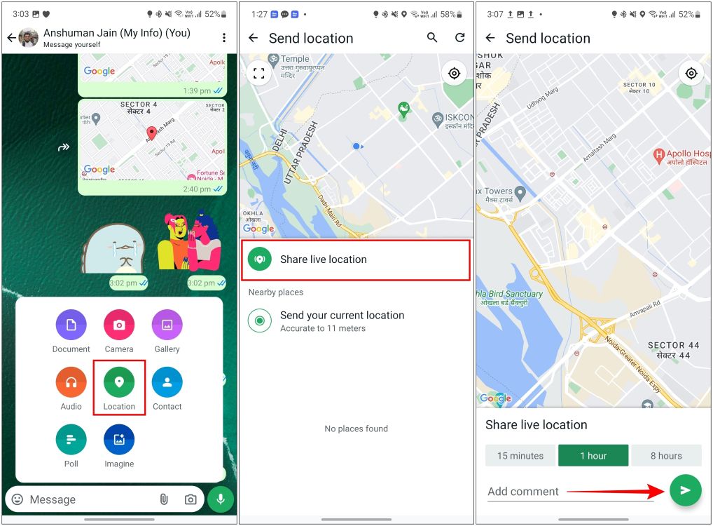 Share Live Location WhatsApp Android