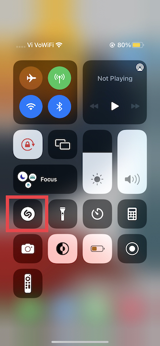 Shazam icon in control center on iPhone and iPad