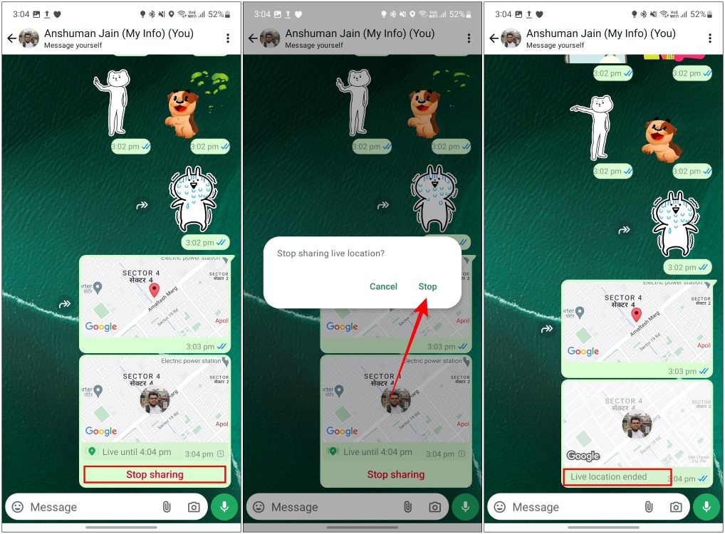 Stop Sharing Location WhatsApp