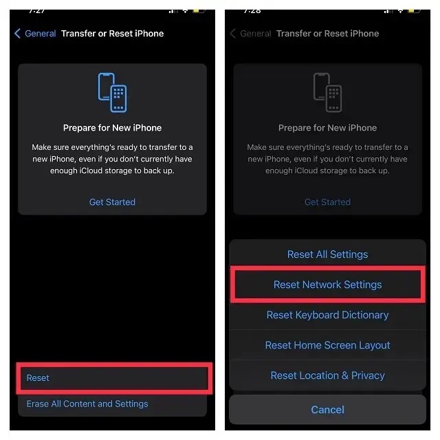 Reset network settings on iPhone and iPad 