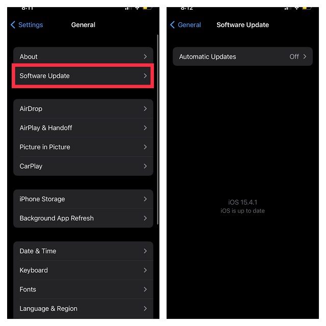 Tap Software Update and hit Download and Install