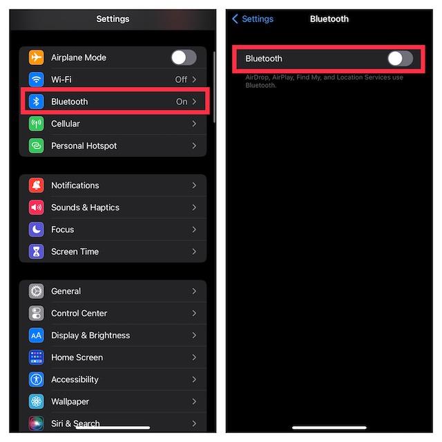 Turn off Bluetooth on iPhone and iPad