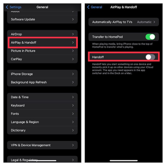 12 Ways to Disconnect iPhone from Mac | The Paradise Turn off Handoff on iPhone and iPad