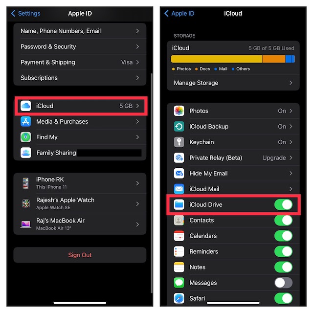 Enable or Disable iCloud Drive on iOS
