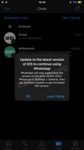 WhatsApp deixará de funcionar nesses iPhones a partir de 24 de outubro