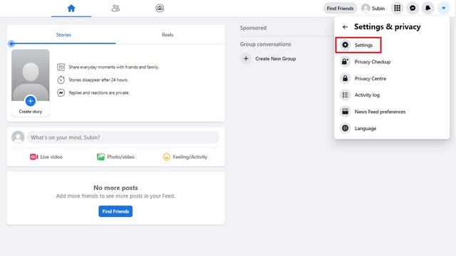 access settings on facebook