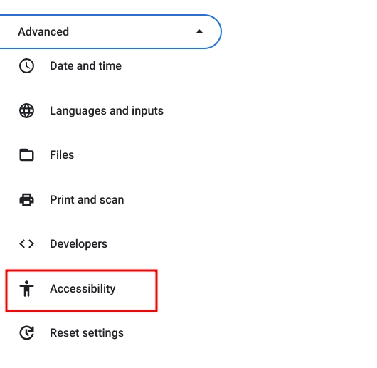accessibility feature of chromebooks for people with motor disabilities