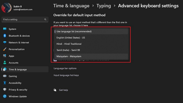 how to change keyboard default language on windows 11