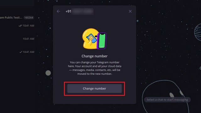 change telegram number