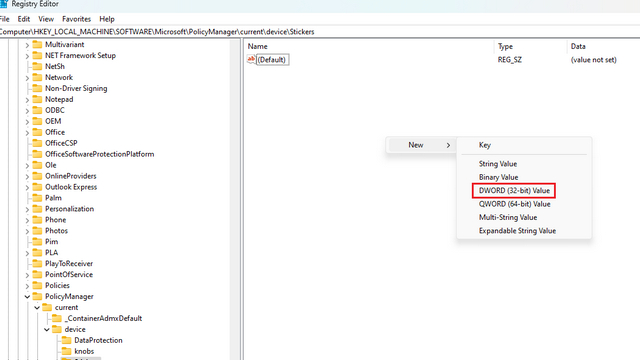 Como ativar e usar adesivos da área de trabalho no Windows 11 (2022) 3 criar novo valor dword para adesivo