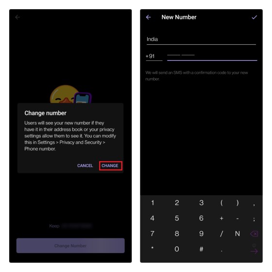 Como alterar seu número de telefone no Telegram (2022) 2 digite um novo número e envie otp