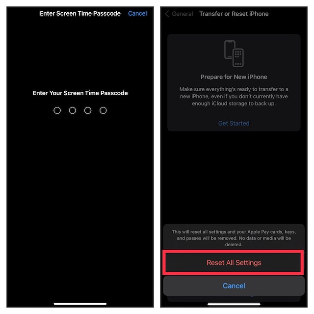 enter screen time passcode on iOS and iPadOS