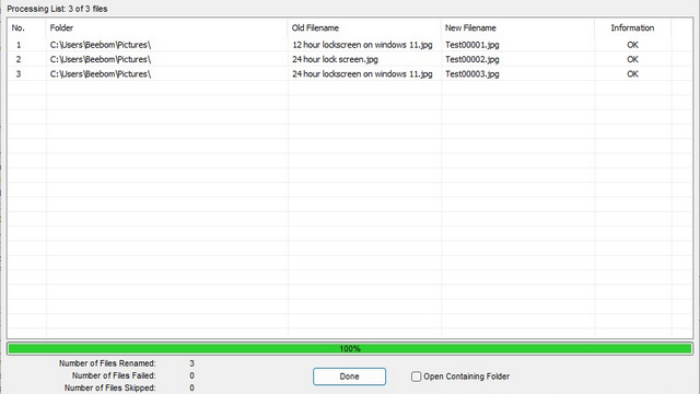 File Batch Rename Results