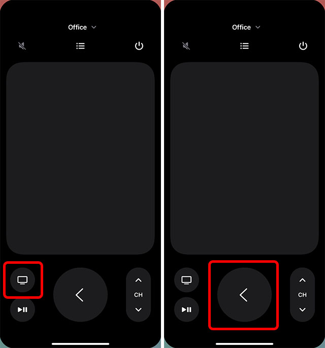 go home or back with iphone remote on apple tv