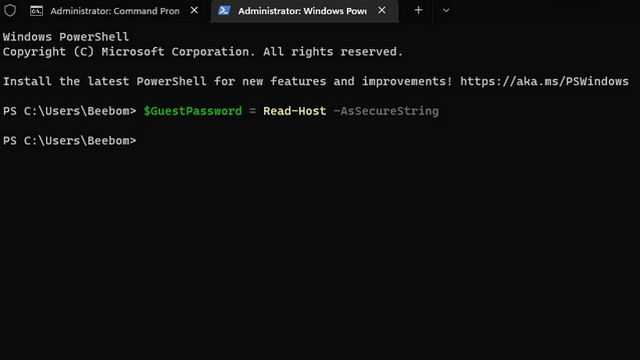 guest account with powershell