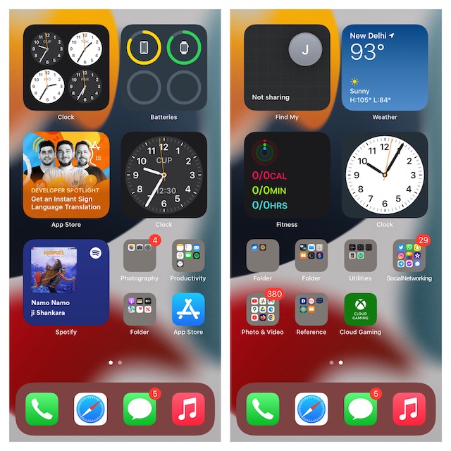iOS home screen widgets