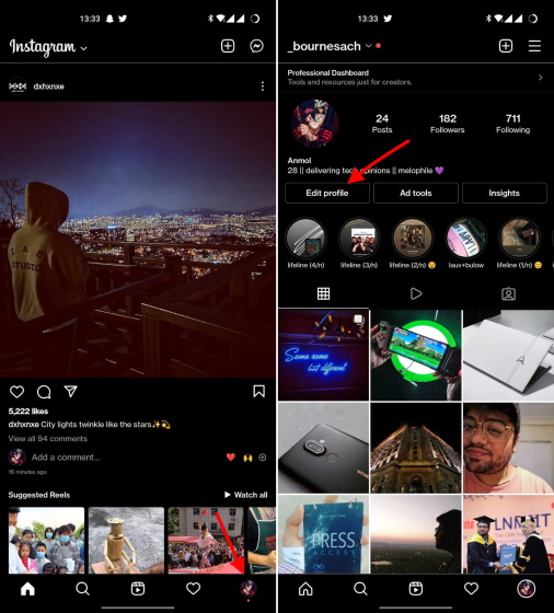 Como encontrar suas biografias antigas do Instagram no Android e iOS (2022) 4 editar perfil do instagram