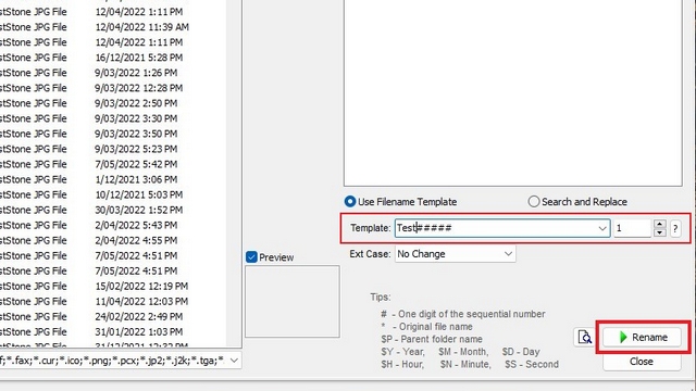 изменить имя файла и переименовать для пакетного переименования файлов в Windows 11