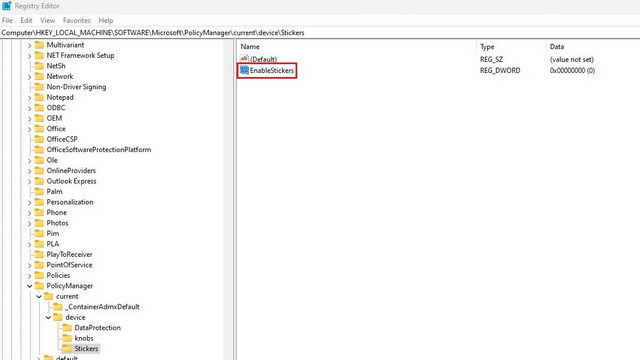 Como ativar e usar adesivos da área de trabalho no Windows 11 (2022) 4 abra enablestickers dword