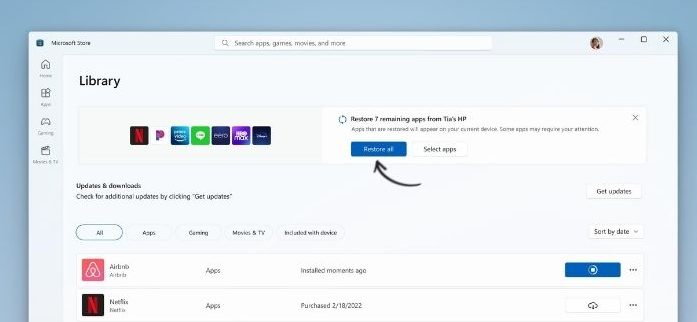 restore apps microsoft store windows 11