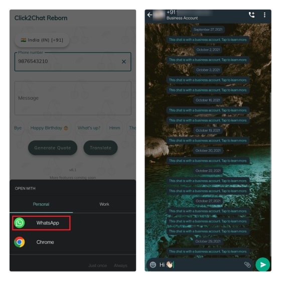 send whatsapp message without saving contact number