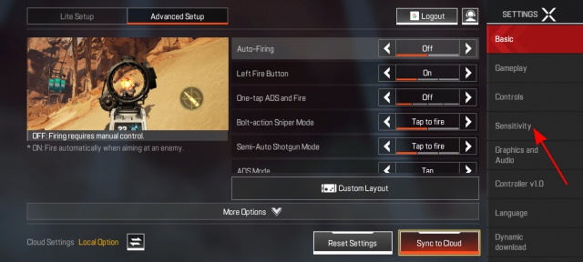 How to enable and configure the gyroscope in Apex Legends Mobile