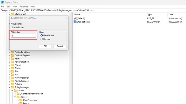 Como ativar e usar adesivos da área de trabalho no Windows 11 (2022) 5 defina o valor enablestickers como 1 para habilitar o adesivo da área de trabalho do Windows 11