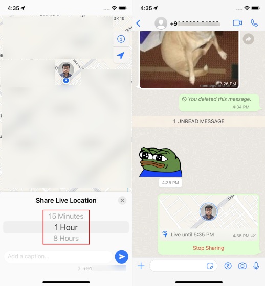 ప్రత్యక్ష స్థాన వ్యవధిని భాగస్వామ్యం చేయండి