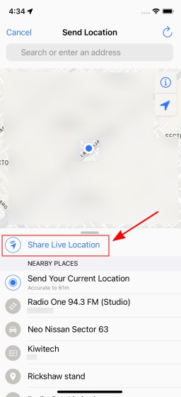 share live location whatsapp iphone