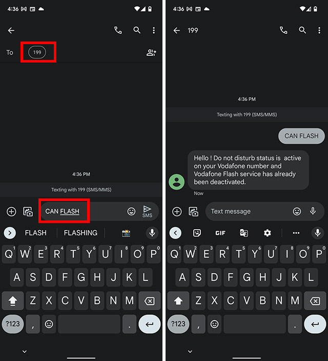 turn off vi flash messages android