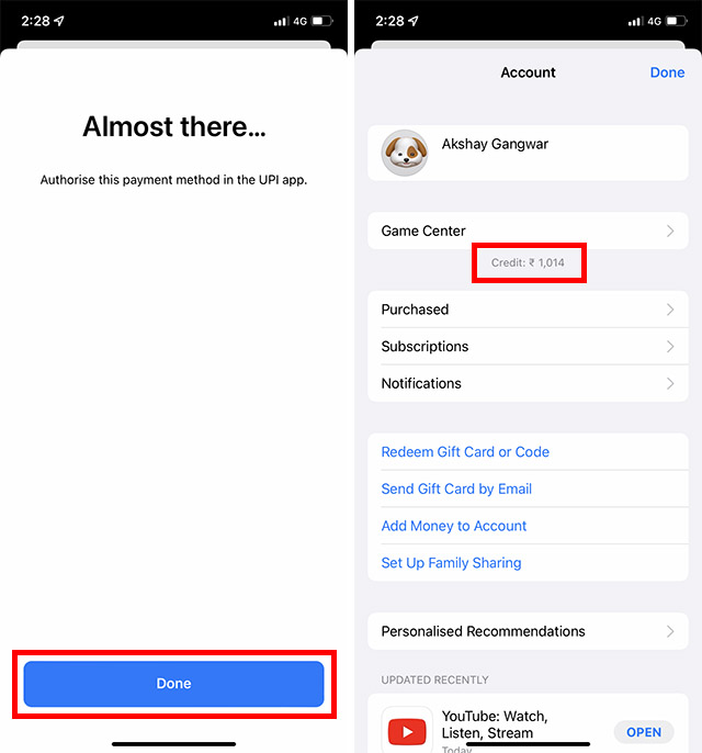 updated apple id funds