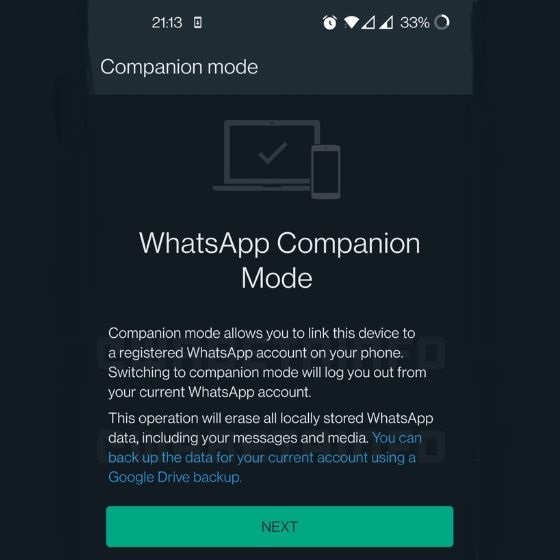 whatsapp companion mode test
