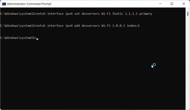 Change DNS Settings in Windows 11 from Command Prompt (CMD)