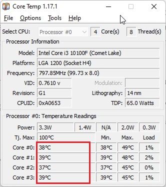 مراقبة درجة حرارة وحدة المعالجة المركزية في نظام التشغيل Windows 11 باستخدام Core Temp