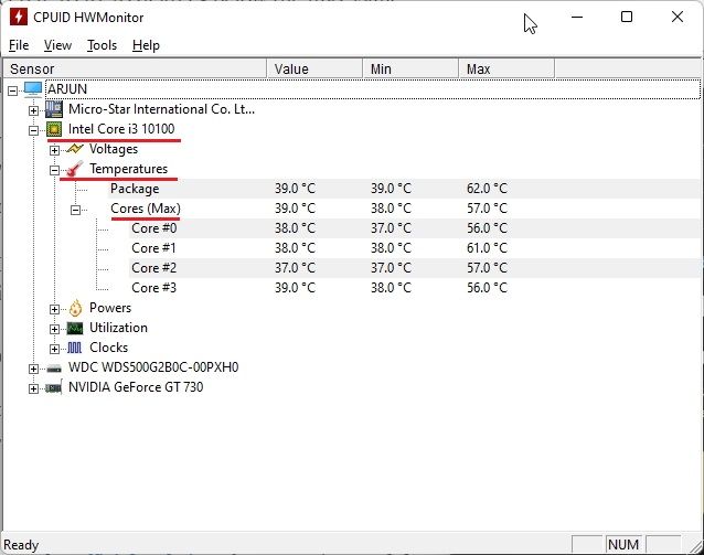 Überprüfen Sie Die Cpu-Temperatur In Windows 11 Mit Hwmonitor