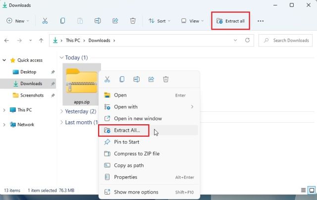 1. Unzip Files in Windows 11 Using File Explorer