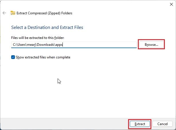 1. Unzip soubory v systému Windows 11 pomocí průzkumníka souborů