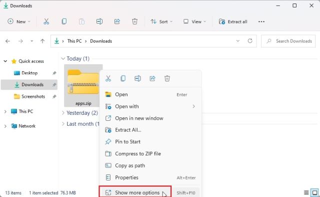 2. Décompressez Les Fichiers Dans Windows 11 À L'Aide De 7-Zip