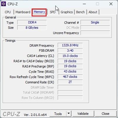 Find Available RAM Slots in Windows 11 With CPU-Z