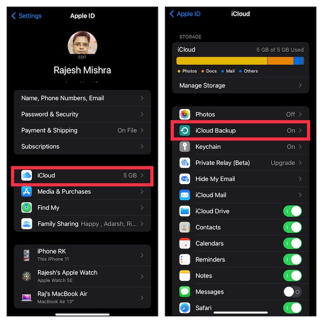 iCloudకి iPhoneని బ్యాకప్ చేయండి