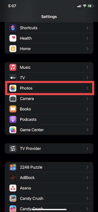 Go To Photos Settings In Ios 16