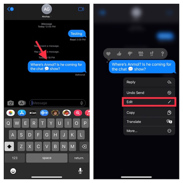 Edit iMessages on iPhone and iPad