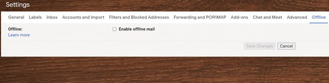 enable offline mail mode in Gmail