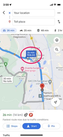 Google Maps agora mostra preços de pedágio 