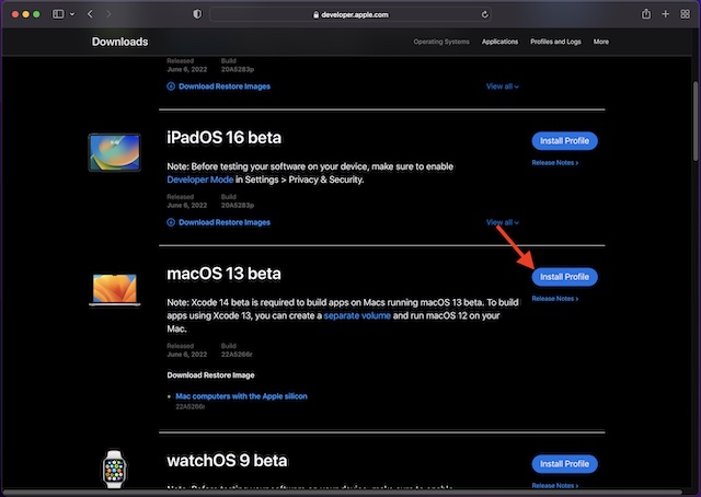 Installieren Sie Das Macos 13 Beta-Profil Auf Dem Mac