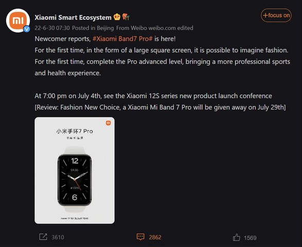 xiaomi mi band 7 pro lançamento confirmado