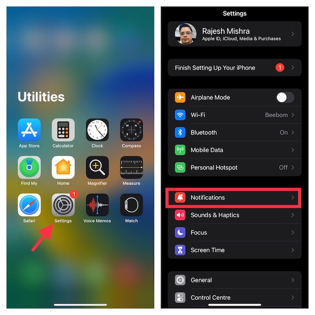Notifications Settings on iPhone 